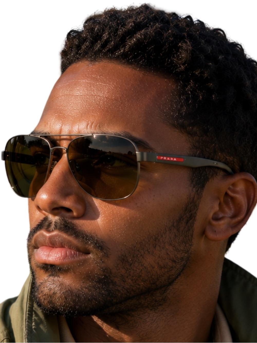 Prada Linea Rossa Green PS 51VS DG1-741 Polarized Aviator Sunglasses NIB Luxury